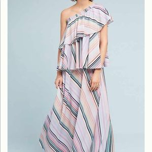 Anthropologie GUAPA Rainbow Ruffled Maxi Dress